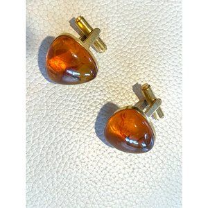 Antique Russian Amber Gold-plated Cufflinks, S.7/8